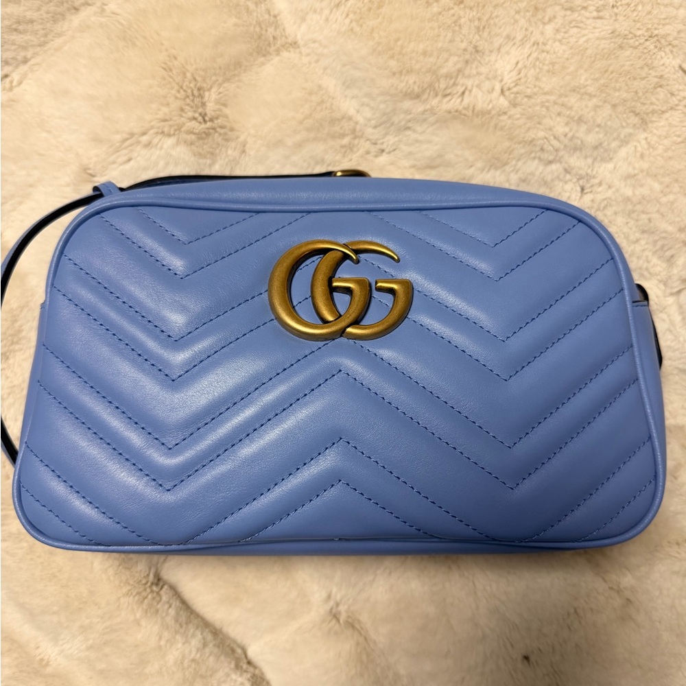 Gucci Light Blue Crossbody Bag with Gold Logo